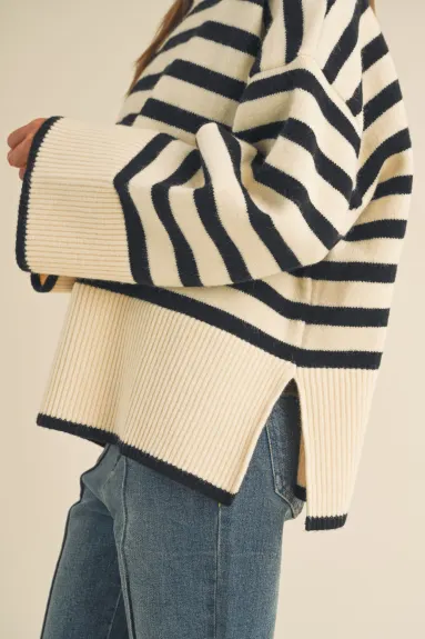 Evercado - Stripe Turtle Neck Sweater