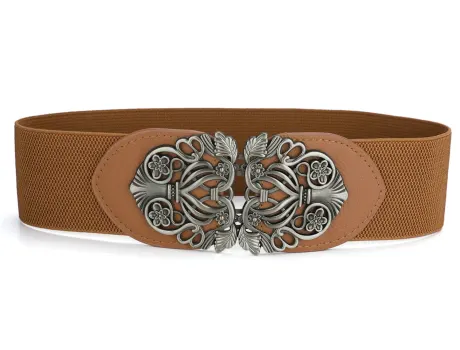 Allegra K- Wide High Stretchy Waist Belt with Metal Buckle