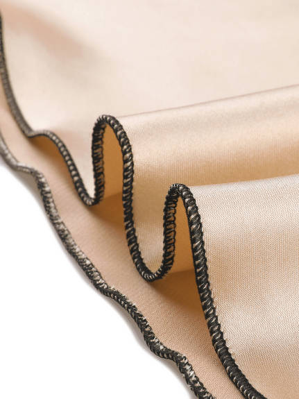 cheibear - Mini chemise de nuit soyeuse avec bordure en dentelle