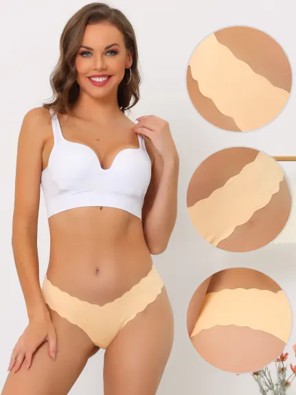 Allegra K- No-Show Unlined V-Shape Waist Bikini Underwear