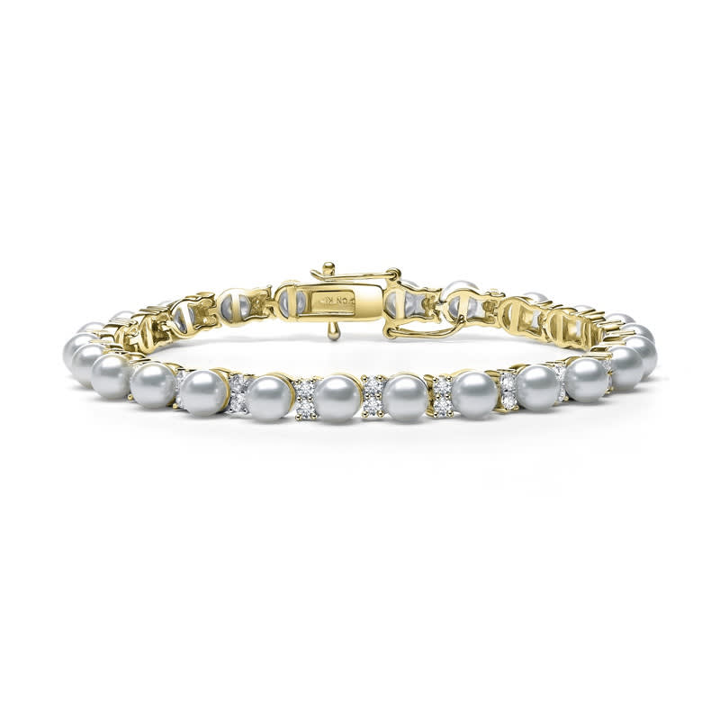 Bracelet de tennis en argent sterling avec perles blanches et bracelet de tennis en zircone cubique transparente