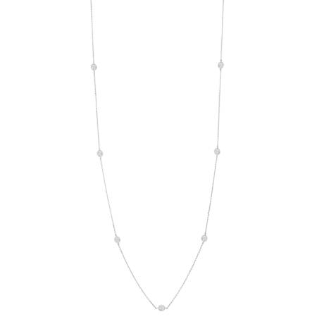 Sterling Silver Long Station Chain Clear CZ Necklace by Ag Sterling