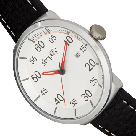 Simplify - La montre 7100 avec bracelet en cuir et date - Noir
