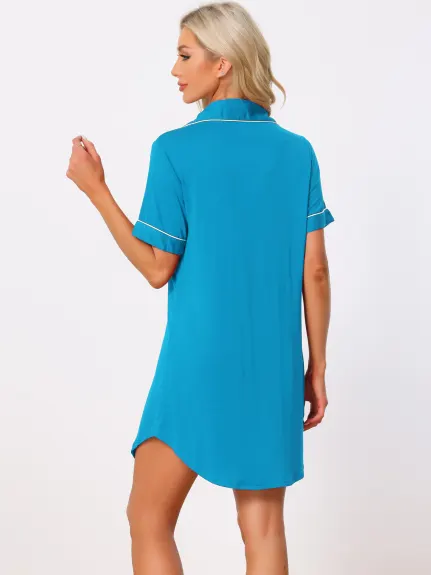 cheibear - Suumer Button Down Lounge Shirt Nightgown
