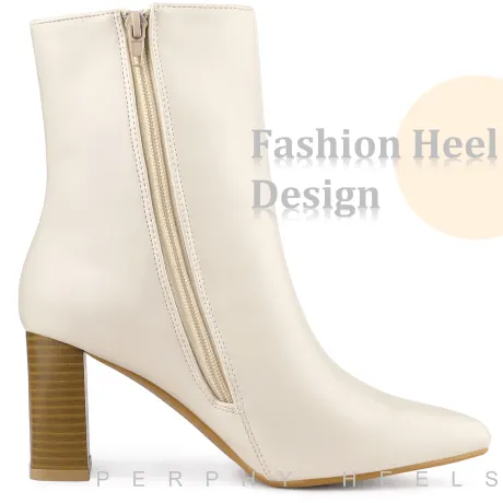 Allegra K - Winter Pointed Toe High Heels Ankle Boots
