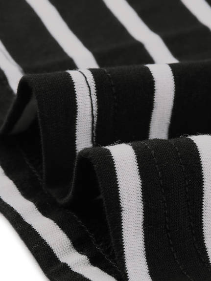 cheibear - Zip Front Striped Long Bathrobe