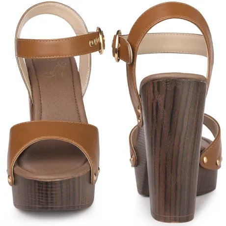 Allegra K - Platform Slingback Chunky Heeled Sandals