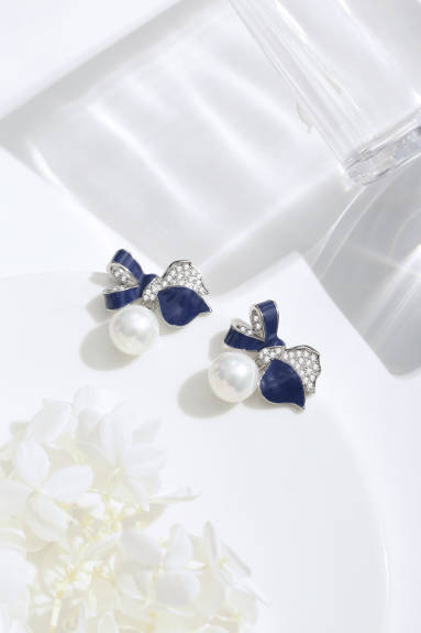 Classicharms-Blue Enamel Butterfly Earrings