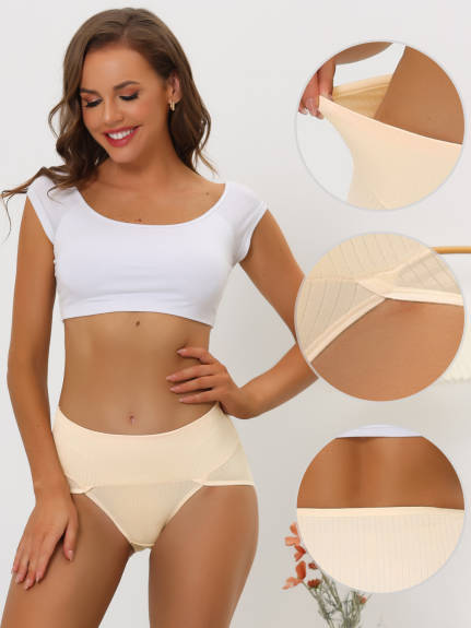 Allegra K- Women's Ribbed High Waist Tummy Control Underwear