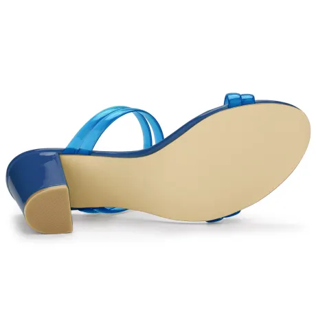 Allegra K - Clear Strappy Slides Mules Heeled Sandal