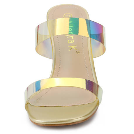 Allegra K- Block Heels Colorful Straps Slides Sandals
