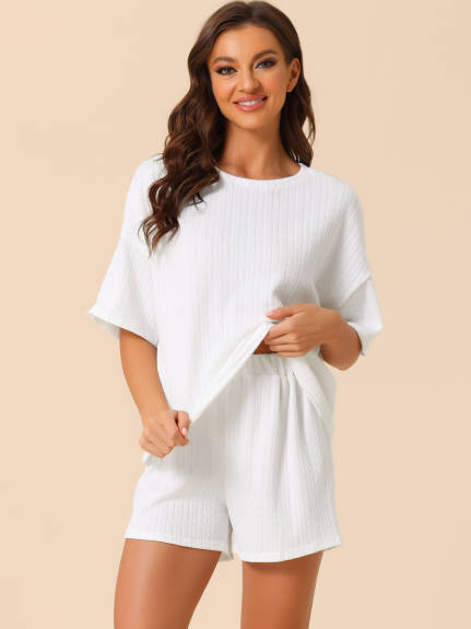 cheibear - Summer Round Neck Casual Lounge Sets