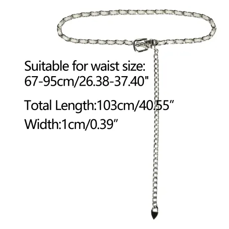 Allegra K- Rhinestone Sparkle Chain Plus Size Waist Belt Silver