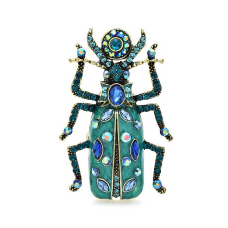 Broche  omniscient scarabée en cristal bleu-vert- Don't AsK