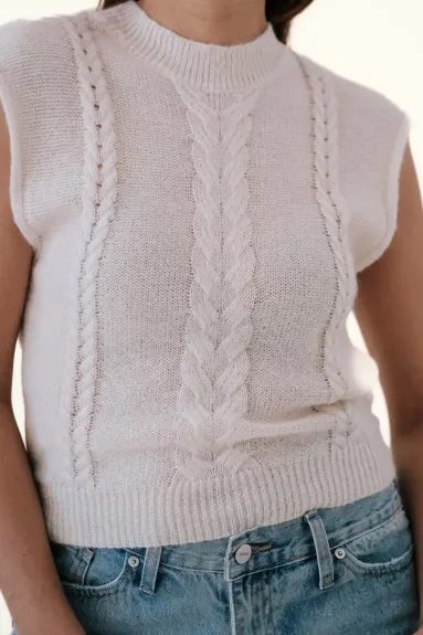 LUCY PARIS Quentin Cable Knit Top