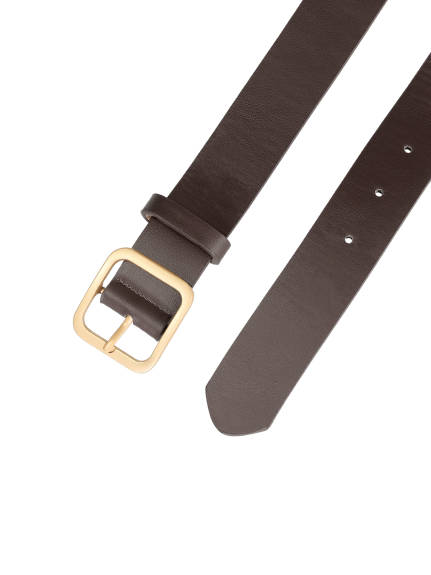 Allegra K- Square Pin Gold Buckle Wide Leather Waist Belt
