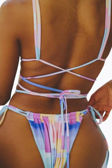 SOAH - Indigo Retro Ribbed String Bikini Bottom