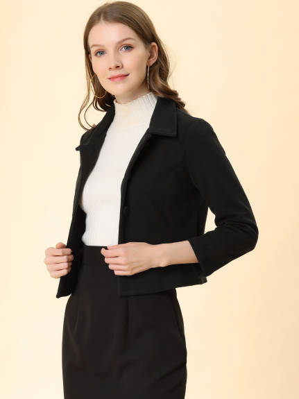 Allegra K- Manteau court à simple boutonnage et col en pointe avec poches