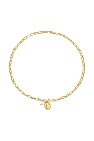 Classicharms-Collier de perles et de pendentifs sculptés en or