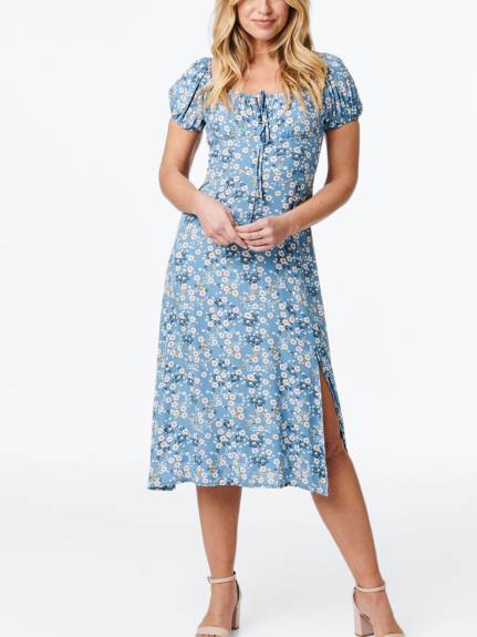 Annick - Alba Dress Peasant Style Ditsy Floral Print Blue