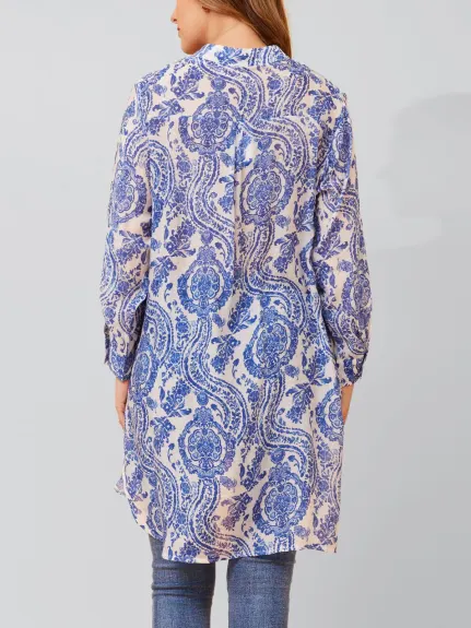 Annick - Cezanne Robe Chemise Tunique Semi-Transparente Imprimé Cachemire