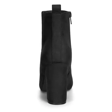 Allegra K - Zipper Block Heel Ankle Pointed Toe Boots