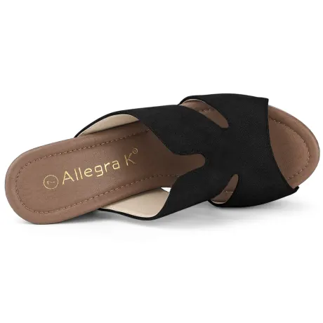 Allegra K- Platform High Block Heel Slides Sandals