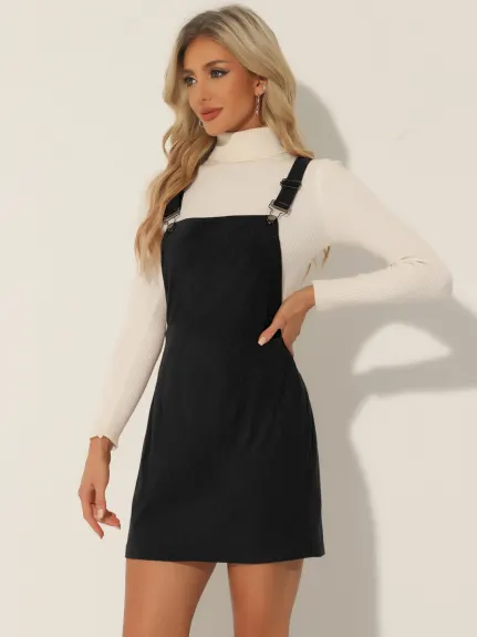 Allegra K- Suspender Skirt Corduroy Overalls Dress