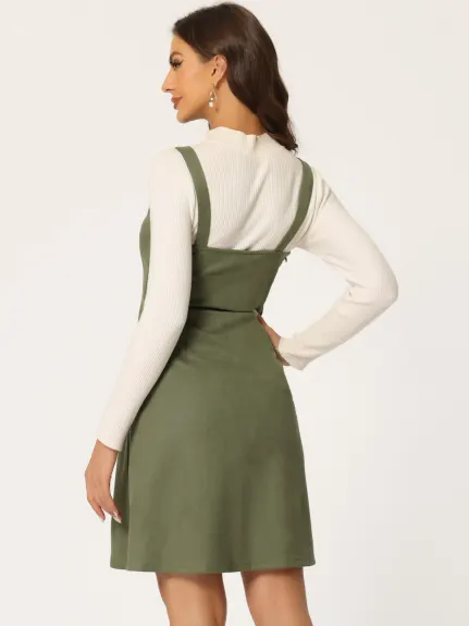 Allegra K- Faux Suede bouton décor A-Line Mini robe globale
