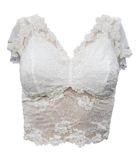 Grace Lace Hand Beaded Cami With Sleeves (Camisole avec manches en dentelle perl