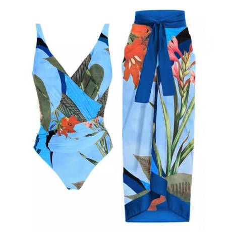 Urban Lux Tropical One Piece Swimsuit With Matching Sarong