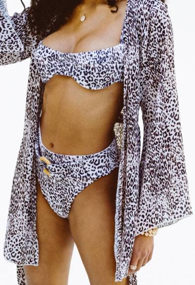 SOAH - Riley Leopard-Print Belted High-Waist Bikini Bottom