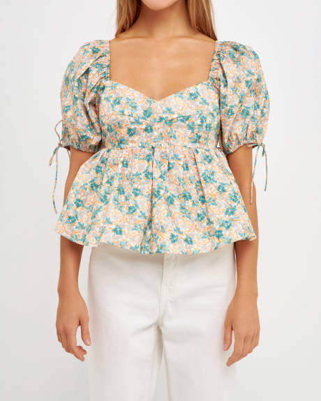English Factory- Floral Puff Sleeve Top