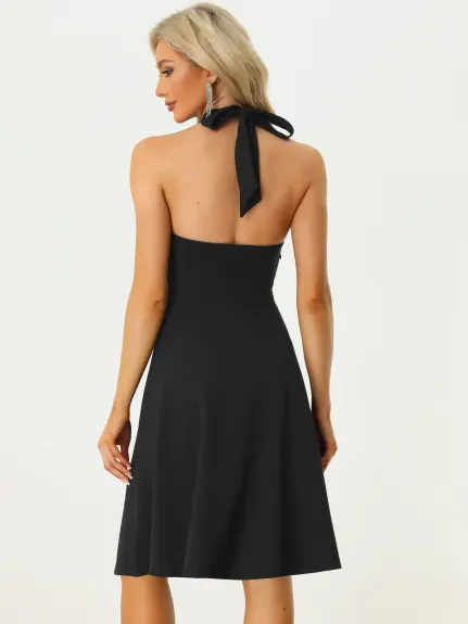 Allegra K- Gothic Tie Back A-Line Sleeveless Cute Dress