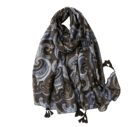 Brown And Blue Paisley Scarf - Don't AsK