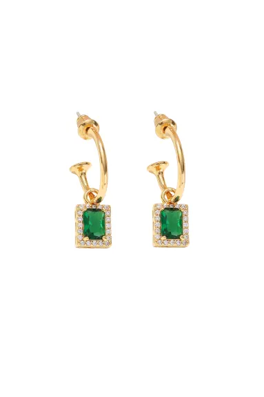 Classicharms-Emerald Hoop Earrings
