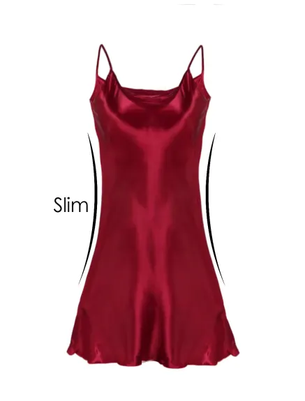 Allegra K- Lotus Leaf Hem Spaghetti Straps Slip Plus Size Silky Dress
