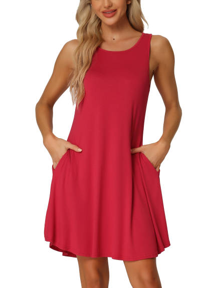 cheibear - Sleeveless Basic Nightgown with Pockets