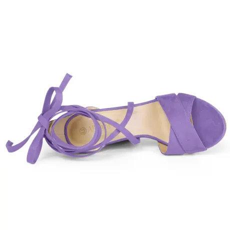 Allegra K - Solid Crisscross High Heel Lace up Sandals