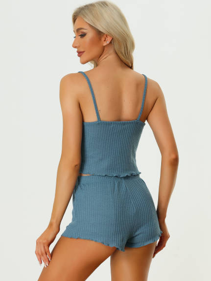 cheibear - Cami Tops Shorts Knit Summer Lounge Sets