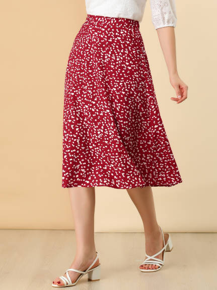 Allegra K- Women's A-Line Midi Skirt Floral Print Chiffon Vintage Skirts