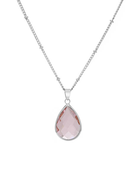 Goldtone October Light Pink Birthstone Teardrop Necklace - Don't AsK