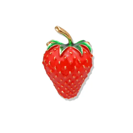 Goldtone & Red Strawberry Brooch  - Don't AsK