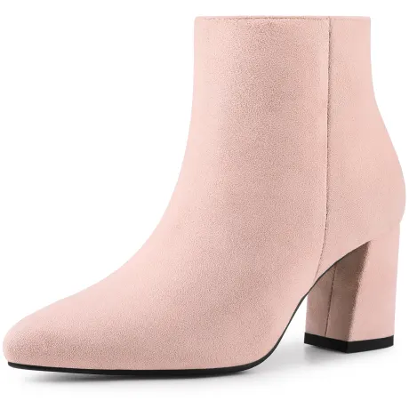 Allegra K - Pointy Toe Classic Side Zip Ankle Boots