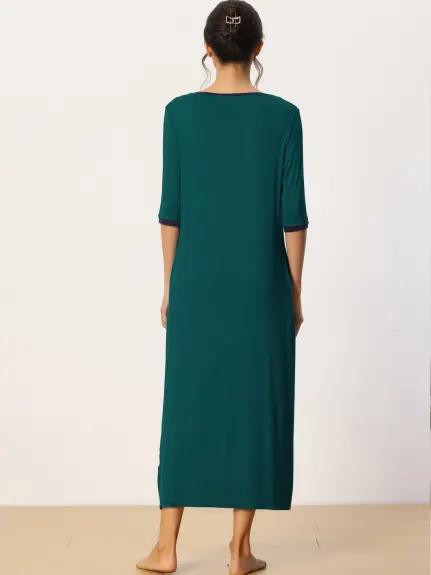 cheibear - Long Dress with Pockets Nightshirt