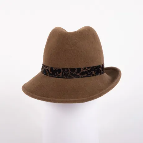 Canadian Hat 1918 - Foxie- Fedora Asymetique Avec Rubans De Cuir Paisley