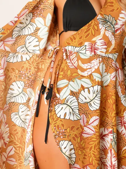 Allegra K- Robe portefeuille de plage à imprimé floral tropical et ourlet tulipe