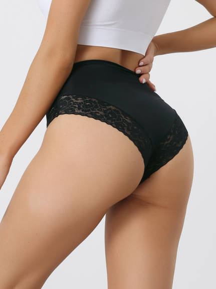 Allegra K- Lace Mid Waisted Silky No Trace Briefs