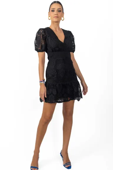 AKALIA Pia Short Women's Dress In Black Lace