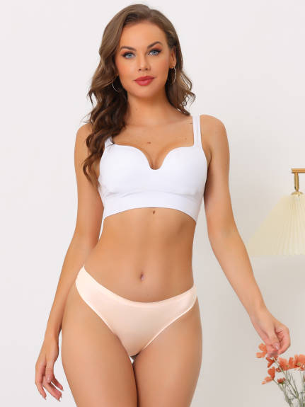 Allegra K- Women's Unlined Thong No-Show Breathable Underwear